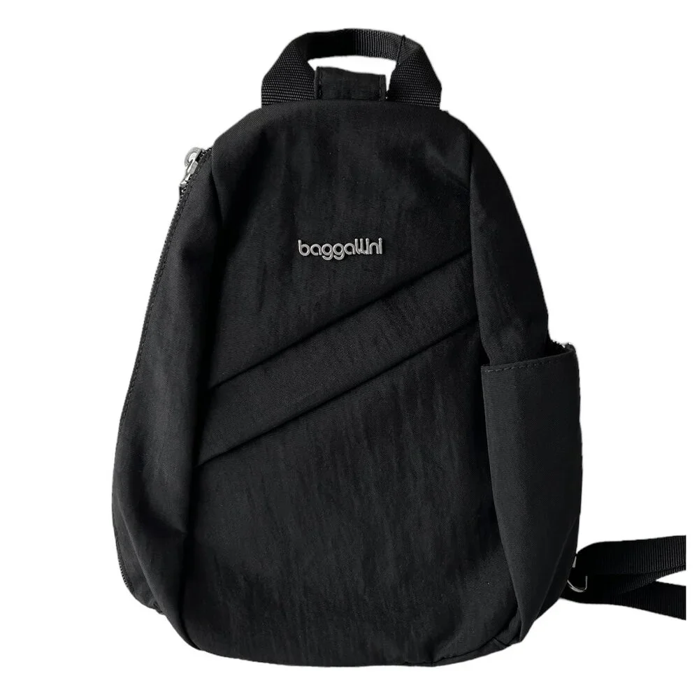 New with Tags! BAGGALLINI Medium Sling Bag Black Nylon Adjustable Strap NWT - Picture 4 of 7